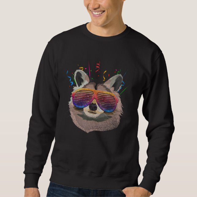 Moletom Raccoon Sunglasses Trash Panda Party Animal Funny  (Frente)