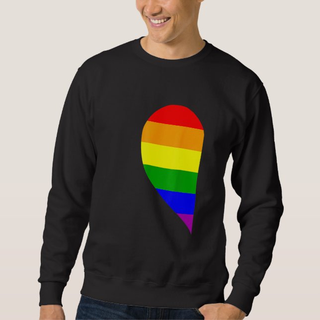 Moletom Rainbow Heart Lgbt Matching Gay Couple Valentine's (Frente)