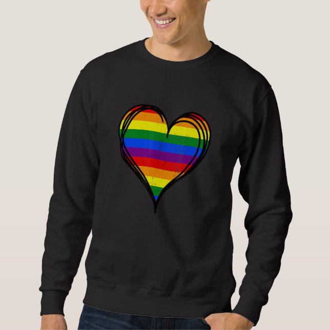 Moletom Rainbow LGBTQ Heart Pride Awareness Month Gay Lesb (Frente)