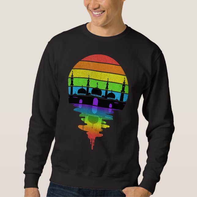 Moletom Rainbow Retro Sunset Com Silhueta Masjid (Frente)
