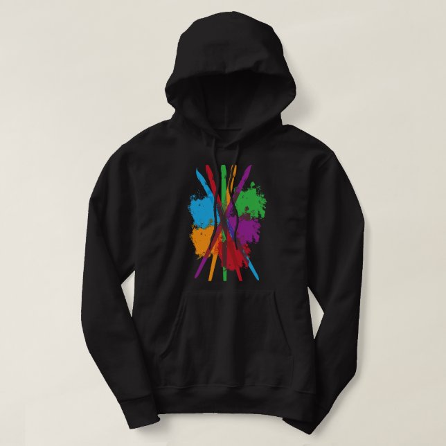 Moletom Rainbow Splash Pincéis Multicoloridos Pincéis Pinc (Frente do Design)