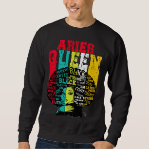 Moletom Rainha Áries Orgulho de Áries Mulher Negra Afro Ho