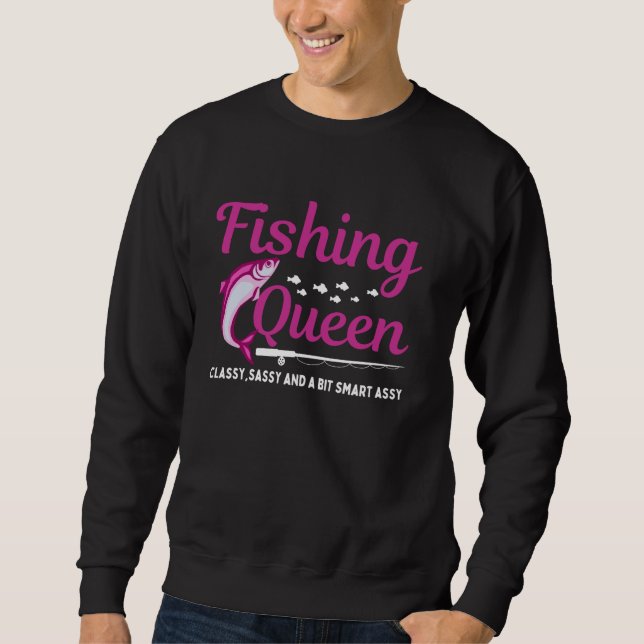 Moletom Rainha Design De Pesca Engraçada Para Mulheres Moç (Frente)