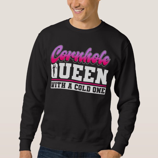 Moletom Rainha do Cornhole Com Uma Cerveja Gelada   Cornho (Frente)