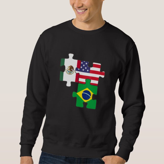 Moletom Raízes mexicanas e brasileiras mais bandeira dos E (Frente)