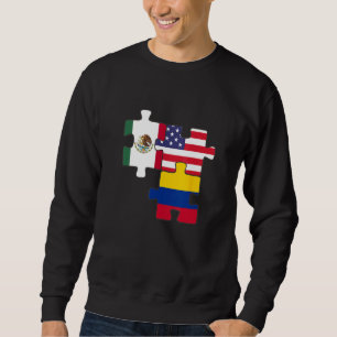 Moletom Raízes mexicanas e colombianas e bandeira dos EUA