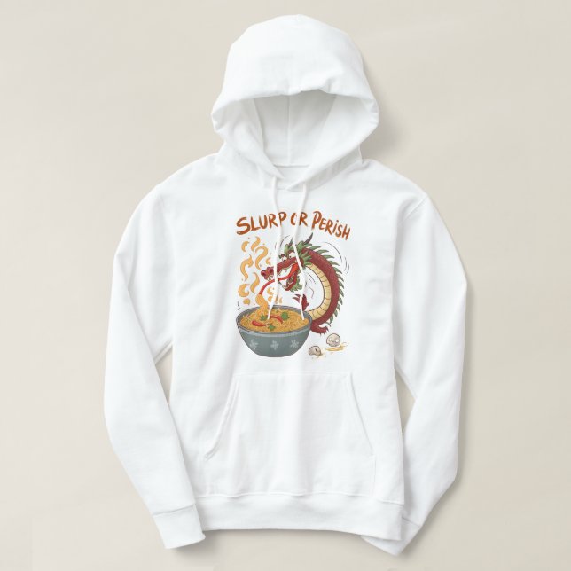 Moletom Ramen Dragon Fury | Picante de macarrão e crânio d (Frente do Design)