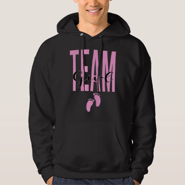 Moletom Rapariga Da Equipe Rever Chá de fraldas Rosa Ou Az (Frente)