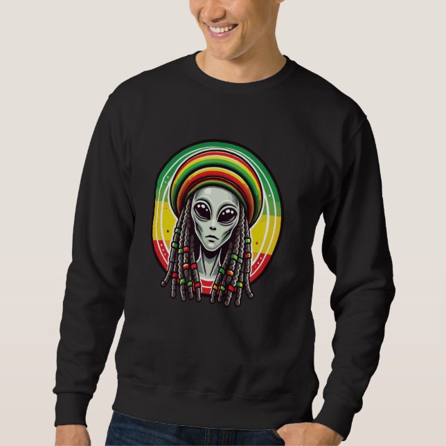 Moletom Rasta Alien Dreadlocks Reggae Jamaicano OVNI Rasta (Frente)