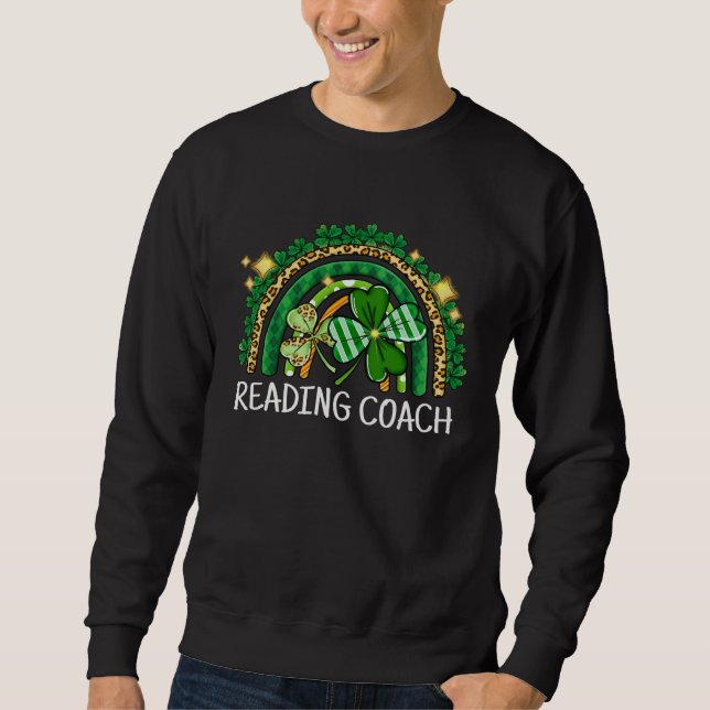 Moletom Reading Coach Rainbow Lucky St Patrick's Day Shamr (Frente)