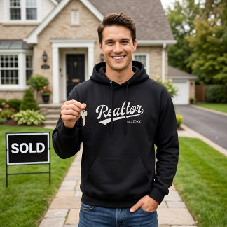 Moletom Realtor EST Ano Tipografia de Roteiro de Beisebol 
