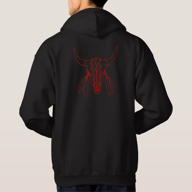 Moletom Red Ghost Dance Buffalo, linha negra de capuz (Verso)