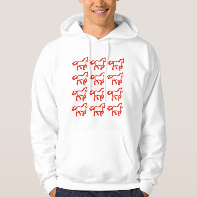 Moletom Red Horse Pattern – Zodiac Horse Outline Design (Frente)