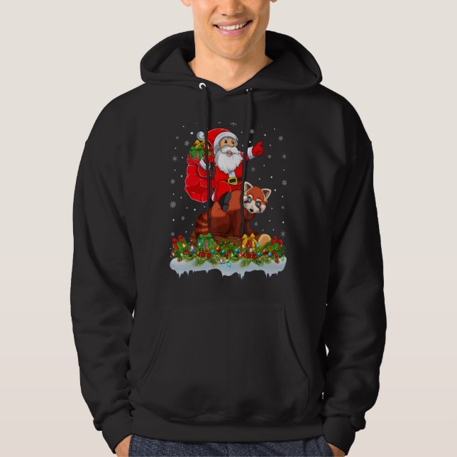 Moletom Red Panda  Santa Riding Red Panda Christmas (Frente)