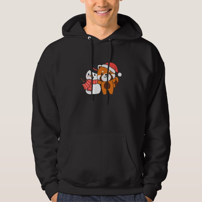 Moletom Red Panda With Snowman In Winter For Christmas (Frente)