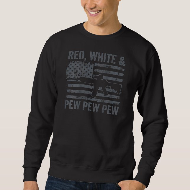 Moletom Red White E Pew Patriotic Pro Gun Ar15 Usa Em B (Frente)