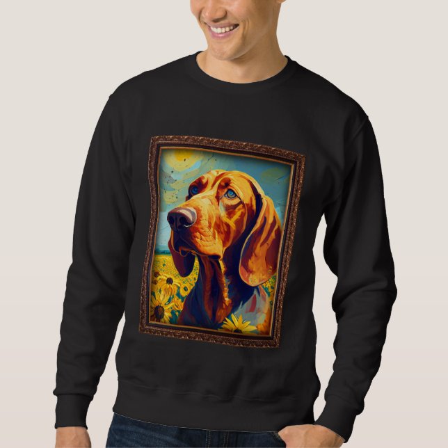 Moletom Redbone Coonhound Painting Sunflower Flower Mom Wo (Frente)