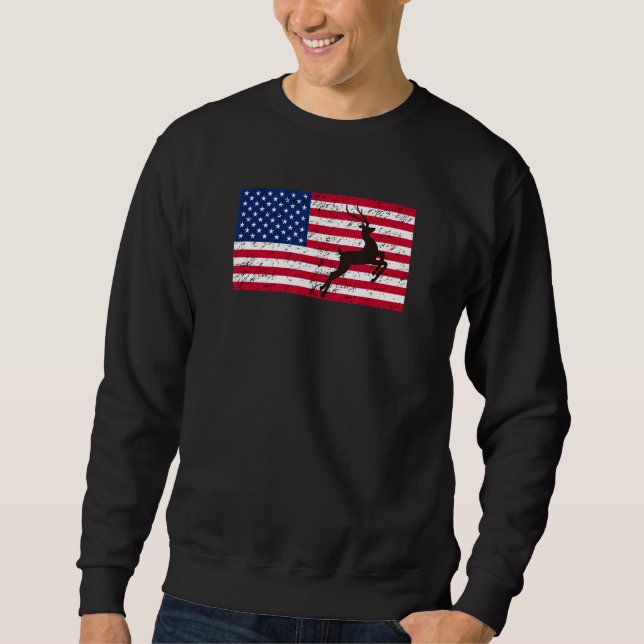 Moletom Reindeer Patriotic American Flag (Frente)