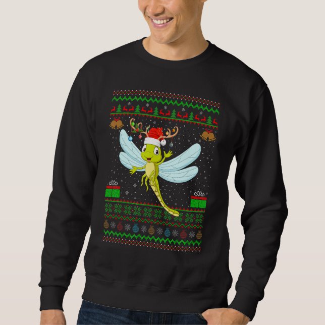 Moletom Reindeer Santa Hat Matching Ugly Dragonfly Christm (Frente)