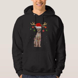 Moletom Reindeer Sphynx Cat Santa Hat Natal Light Xmas