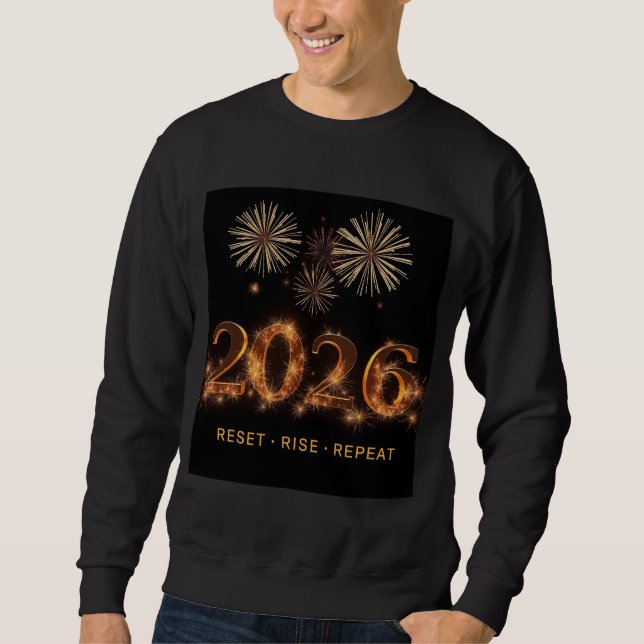 Moletom Reset Rise Repeat Motivation New Year Design (Frente)