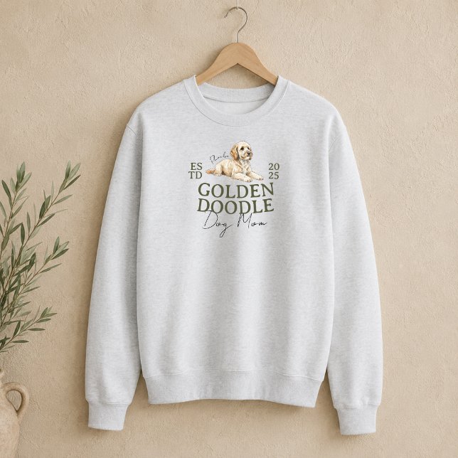 Moletom Retrato de estimação da mamãe do cão Golden Doodle (Golden Doodle Dog Mom Pet Portrait Sweatshirt)