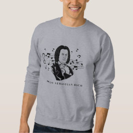 Moletom Retrato e busto de Johann Sebastian Bach com notas