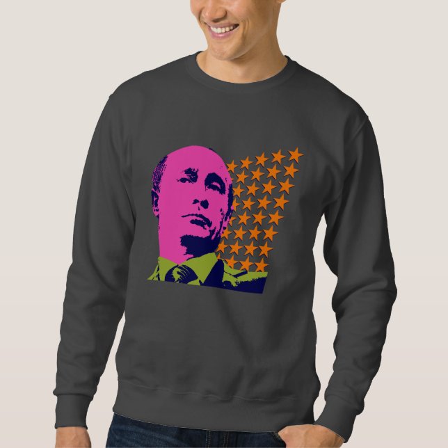 Moletom Retrato Pop Art Rosa de Putin (Frente)