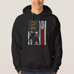 Moletom Retro-Americano Flag Autism Big Brother Bear Aware