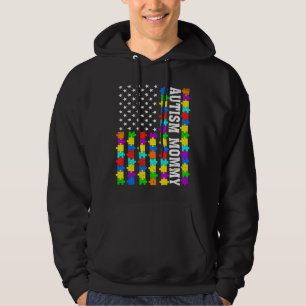Moletom Retro Autism Mamãe Americana Flag Love Autism Auti