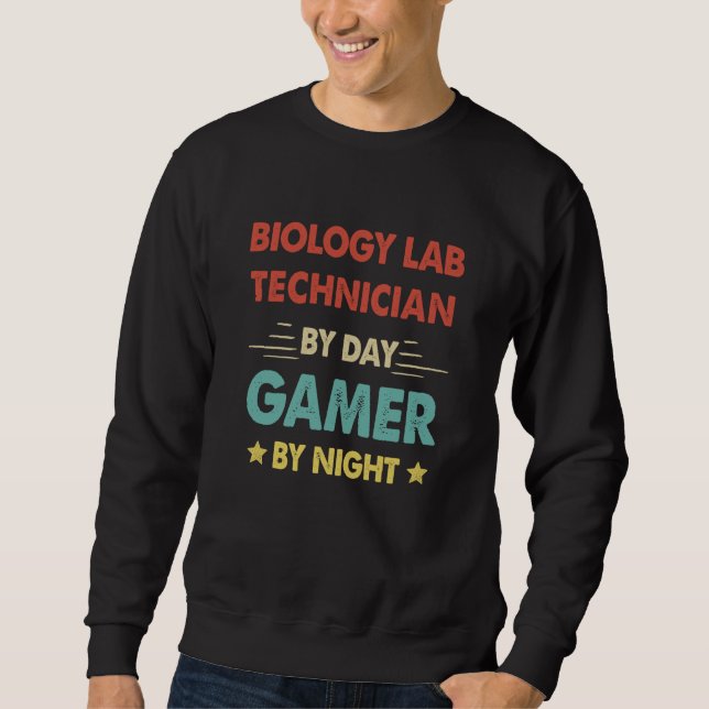 Moletom Retro Biology Lab Technician By Day Gamer By Night (Frente)