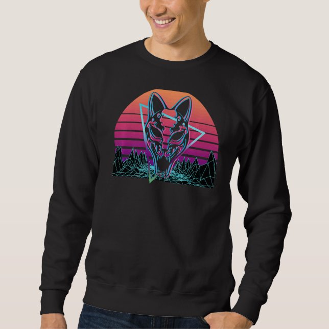 Moletom Retro da Máscara de Raposa de Máscara de Kitsune (Frente)