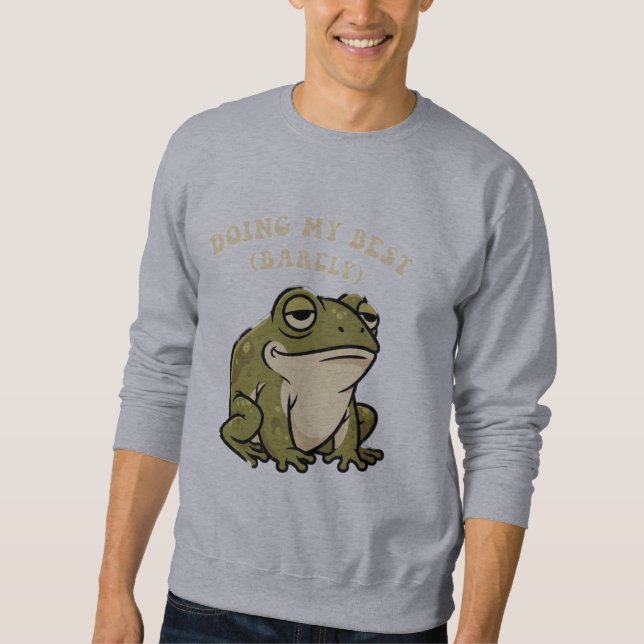 Moletom Retro Frog Barely Trying Men’s Sweatshirt (Frente)