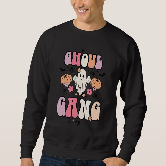 Moletom Retro Ghoul Gang Groovy Hey Boo Pumpkin Boo Crew H (Frente)