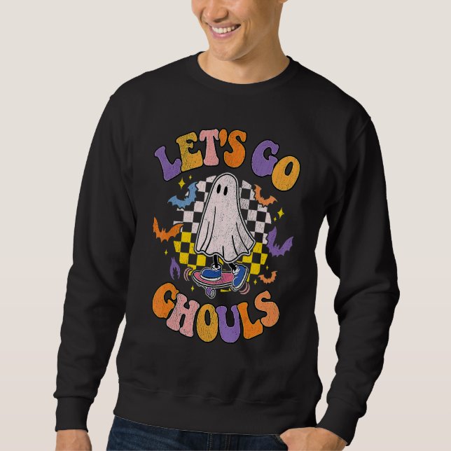 Moletom Retro Groovy Go Ghouls Ghost 70s Hippie Hall (Frente)