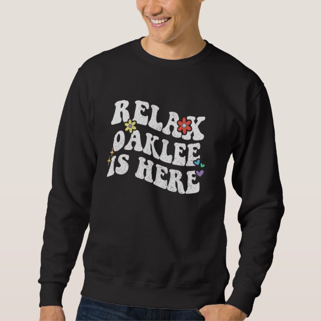 Moletom Retro Groovy Relax Oaklee está aqui A D da Mãe Eng (Frente)