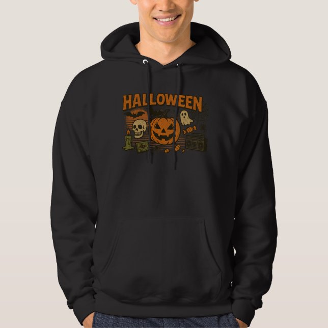 Moletom Retro Jack-O’-Lanterna Halloween Roupas unisex (Frente)