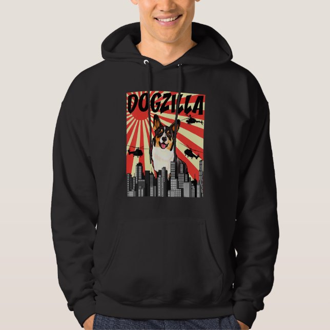 Moletom Retro Japanese Dogzilla Cardigan Welsh Corgi (Frente)
