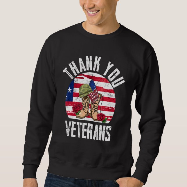 Moletom Retro Obrigado Veteranos Combatem Botas Flor Veter (Frente)