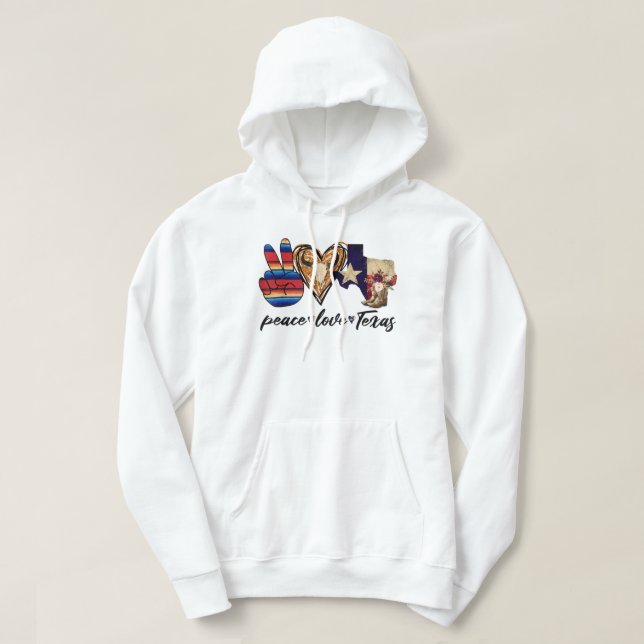 Moletom Retro Peace Love Texas Boots Western Counter (Frente do Design)