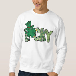 Moletom Retro Shamrock Sortudo Dia de São Patrício