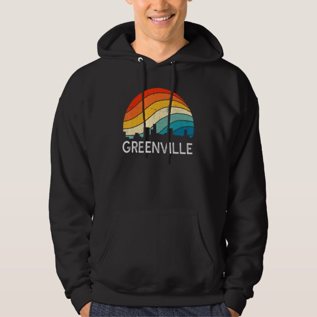 Moletom Retro South Carolina City Greenville Skyline Vinta (Frente)