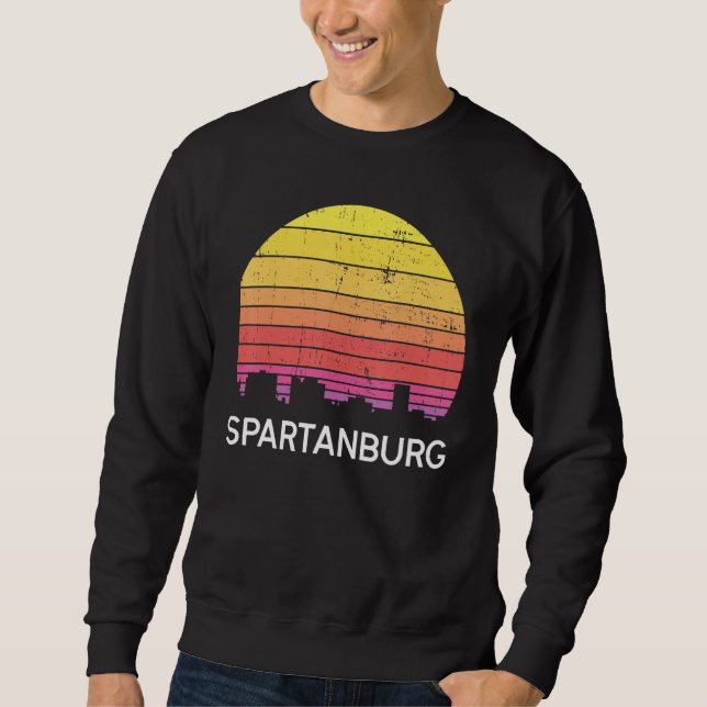 Moletom Retro South Carolina City Spartanburg Skyline Vint (Frente)