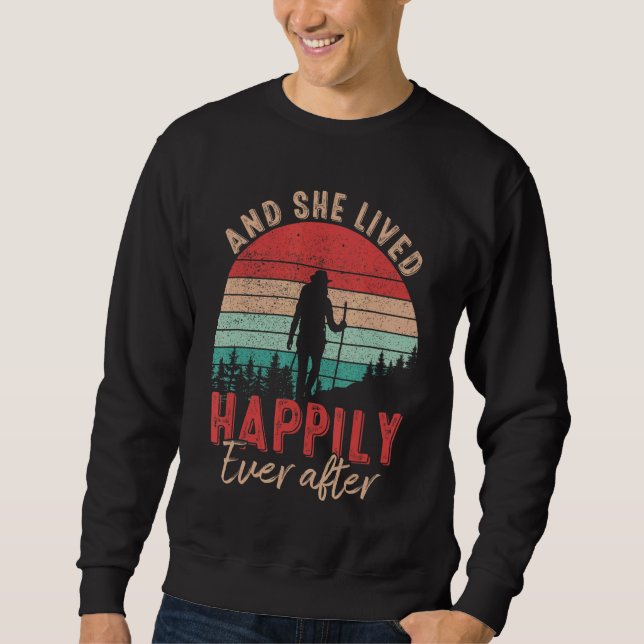 Moletom Retro Sunset Women's Hiking Ela Viveu Feliz (Frente)