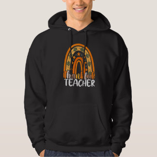 Moletom Retro Thanksgiving Teacher Thankful Teacher Rainbo