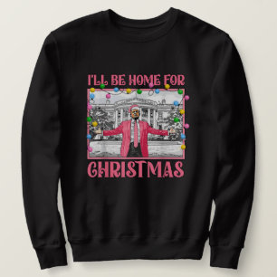 Moletom Retro Trump Estarei em casa para a Trump de Natal 