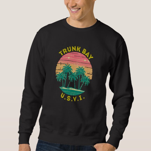 Moletom Retro Trunk Bay Vacation Souvenir Palm Tree (Frente)