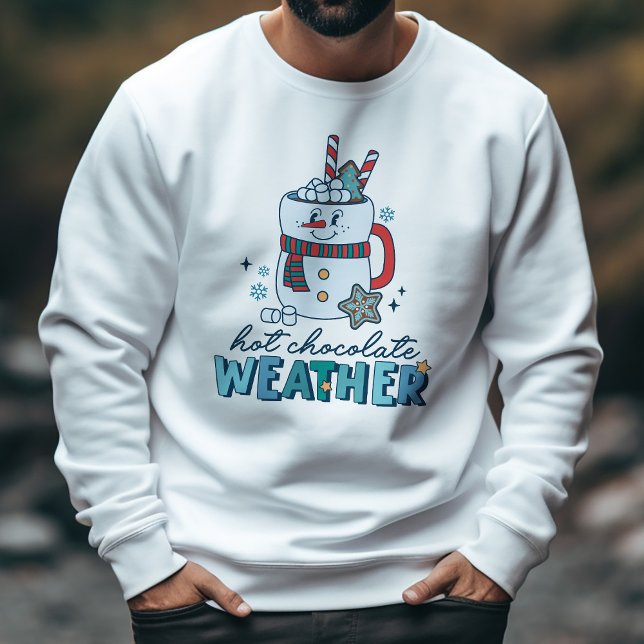Moletom Retro Winter Hot Chocolate Weather Snowman (Criador carregado)