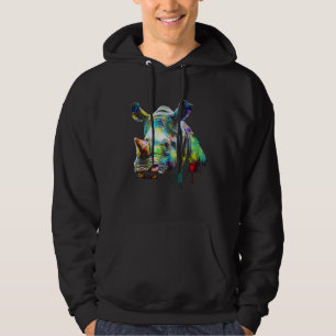 Moletom Rhino Lover Trabalho de arte Colorful Animal Motif