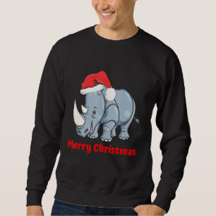 Moletom Rhino Santa Hat Merry Árvore de Natal Pajama Vacat